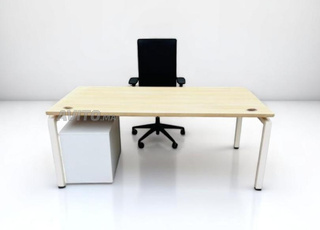 Bureau droit blanc finition chêne 180x80cm