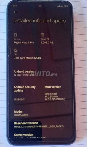 Redmi not 9 pro 128 gb 8 ram bonne état 