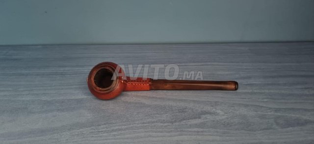 Pipe Vintage avec bague en plaqué or14k cuir cousu