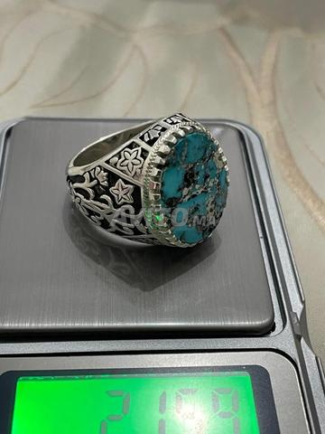 Bague Turquoise Argent 925 Ajustable - Pierre Naturelle De Nishapur, 9.55g - Neuf Sans Emballage