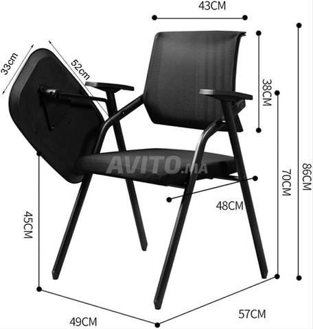 chaise pliable avec écritoire en plastique ENSTOCK - 2