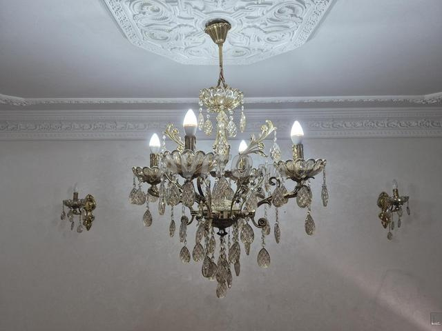 Lustre en vrai cuivre avec 2 appliques murales - 2