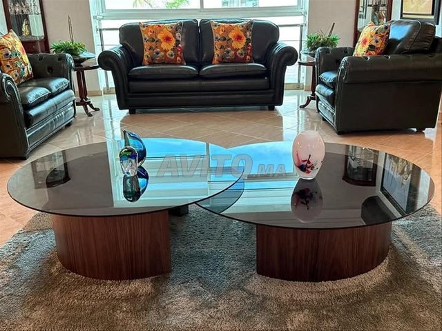 duo table basse en bois et en verre 