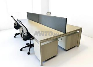 مكتب بنش أبيض فاصل 320x160 سم بمنفذ USB