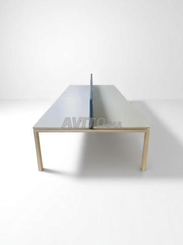Bureau bench blanc séparateur 320x160cm prise USB