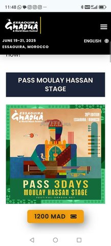 Ticket 3 jours vip festival gnawa essaouira 2025