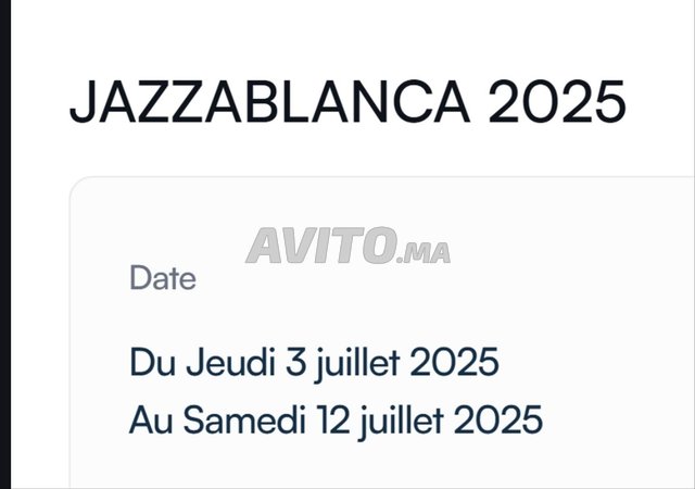 Vends 2 Pass 10 jours Jazzablanca 2025 