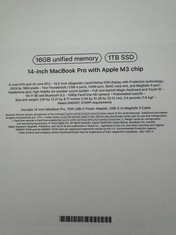MacBook pro 14 M3 16 gb ram et 1tb SSD neuf 