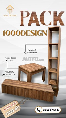2. Pack meuble TV avec étagère et table moderne