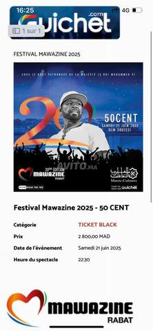 2 ticket 50 cent black vip mawazine 