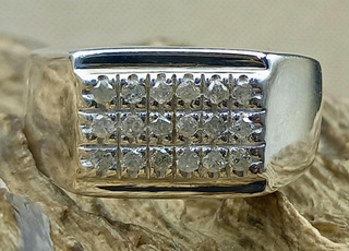 خاتم ألماس رجالي فضة 950