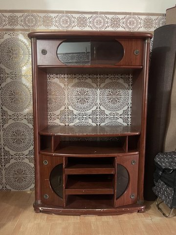 Meuble TV vintage en bois avec rangements