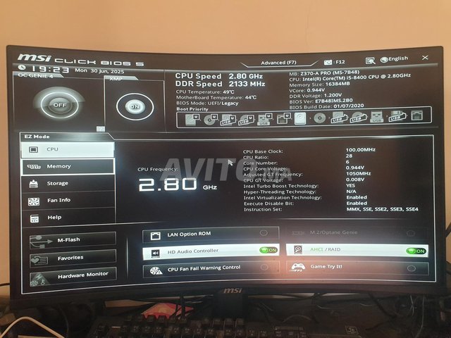 MSI Z370-A pro/ I5 8400 /16go ram DDR4