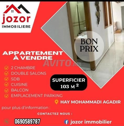 Appartement à vendre 103 m² à Agadir hay mohmmadi