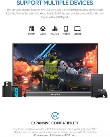 Arzopa A1 Travel Monitor 15.6 Inch FHD 1080P 