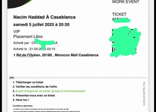 3 tickets VIP Nassim haddad