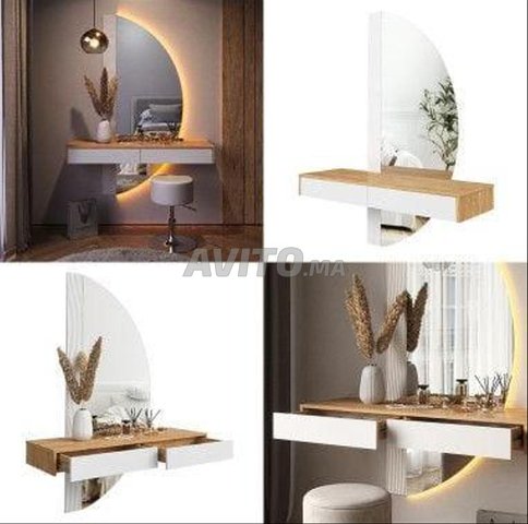 Miroir demi cercle coiffeuse avec bardage 