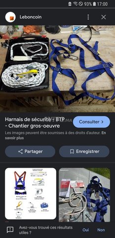 Harnais kit équipement securite 