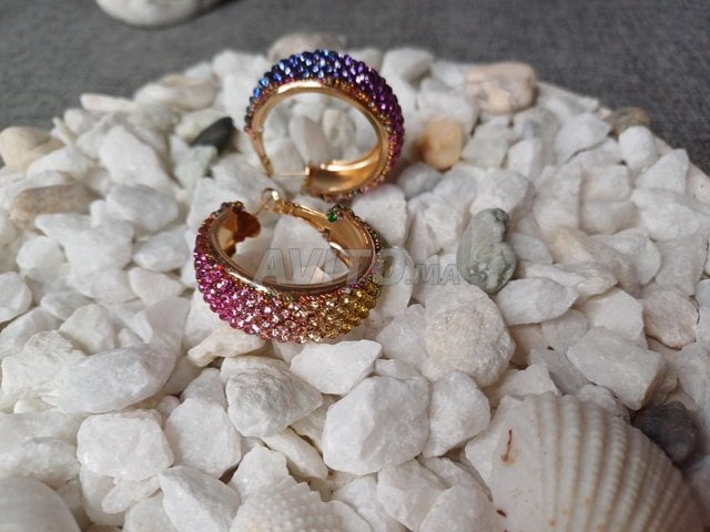 Boucles d'oreilles créoles multicolore