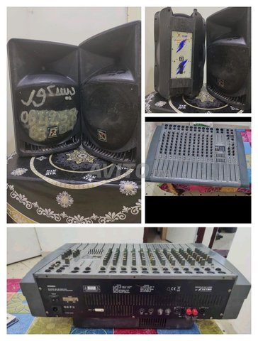 Matériel DJ table de mixage deton et 2 bafs