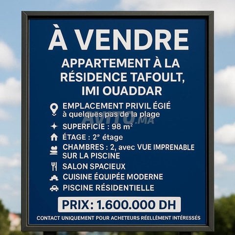 Appartement à vendre 98 m² à taghazout 