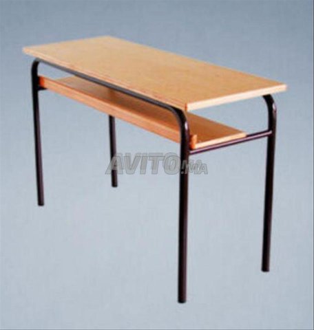Table Scolaire Biplace avec Casier en bois