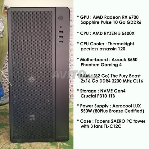 PC Gamer Avec Rx 6700, Ryzen 5 5600X, et 32 GB Ram
