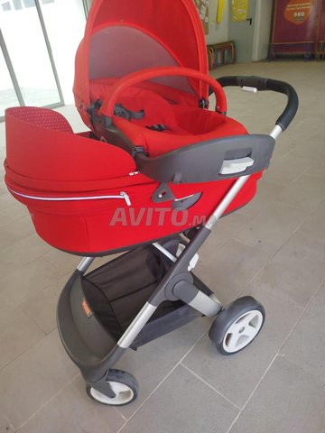 Poussette bébé 3 en 1 rouge – Très bon état 
