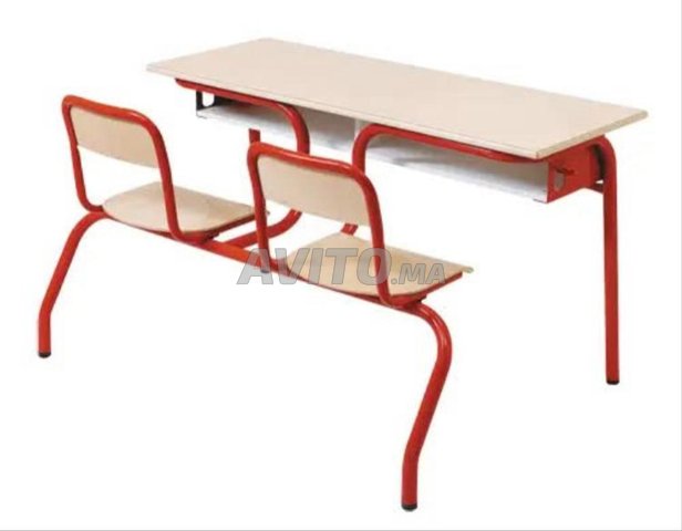 Pupitre scolaire biplace avec casier perforé