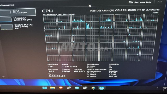 motherboard dual CPU et 64GB ram