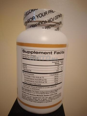 Oméga-3, 100 capsules ,Huile de poisson ,(1100 mg) - 2