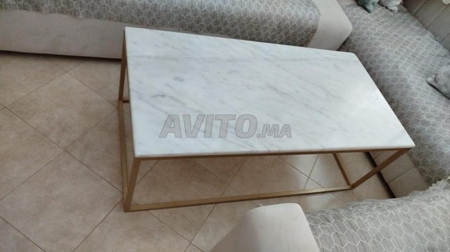 Table basse rectangulaire en marbre naturel