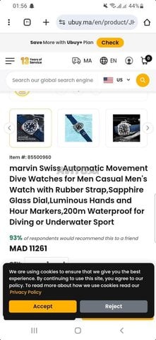 Montre automatique Marvin pour homme 