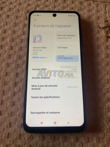 redmi note 10 5g 64go parfait etat