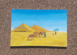 لوحة فنية جميلة تعبر عن الصحراء في المغرب🏜️🐫