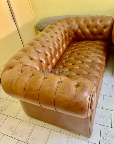 Chesterfield Canapé 2p et 1p Salon Cuir
