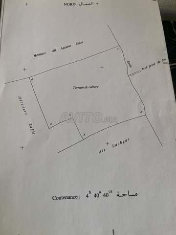 ارض للبيع مساحتها 4,44 هكتار 160ملون للهكتار
