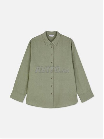 CHEMISE EN LIN PRIMARK VERTE TAILLE S NEUVE