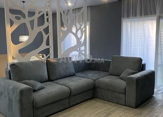 Canapé d’angle moderne en tissu gris foncé