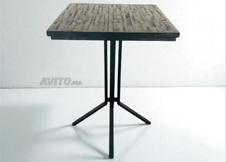 Table de bar carrée 75x75 en bois et métal H107cm