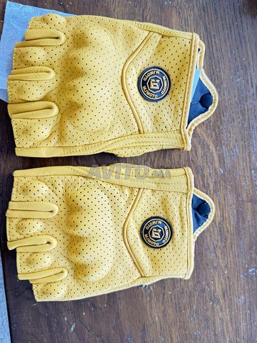 Demi gants en cuir véritable perforé pour motards