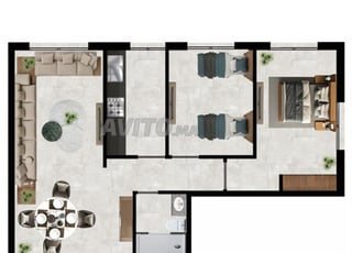 Appartement 2 chambres et salon 75 m² T3 -3 ÉTAGE