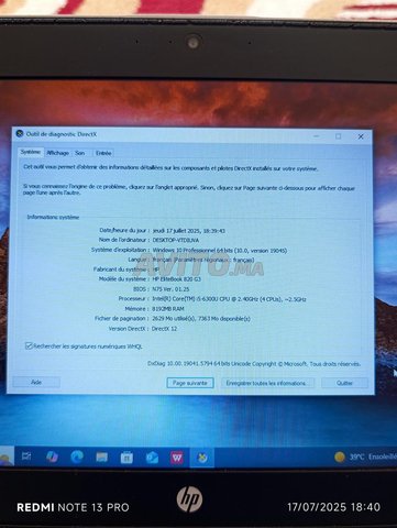 HP elitebook i5 820 g3