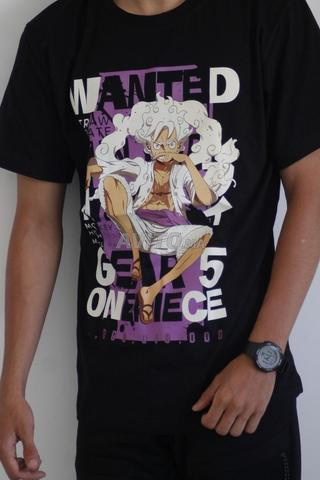 تيشورت قطن ناعم باللون الأسود مع شخصية لوفي 
