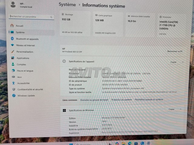 pc bureau complet hp prodesk 600 g4 i7  7700