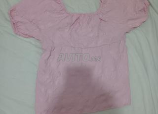 T-shirt rose en tissue de chemise
