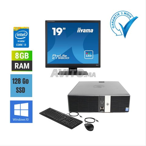 PC HP complet 8Gb 128 Go ssd Ecran 19 pouces 