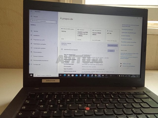 Lenovo thinkpad core i5 16Go 477SSD 