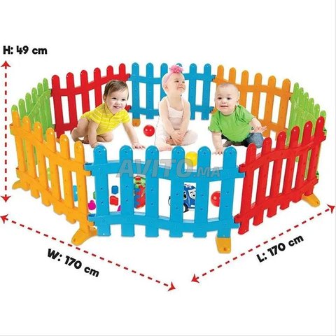 Parc de jeux et clôture enfants 169 x48,5 x 173 cm