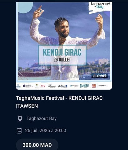 2 tickets VIP TAGHA MUSIC FESTIVAL POUR 26/07